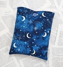 Handmade Book Sleeve Cover Padded Kindle Tablet Fabric Pouch Moon & Stars