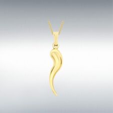 Genuine 9ct Yellow Gold 6mm x 24mm Horn of Life  Cornicello Pendant