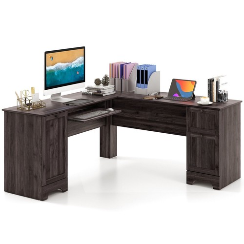 Shaped corner computer desk - computer,