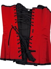 Corset Curves Overbust Red Black Lace-Up Steel Boned 34 T2710 SK1