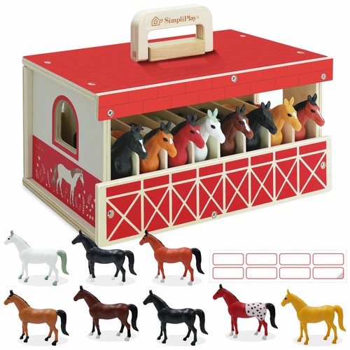 Wooden horse stable - wooden, playset