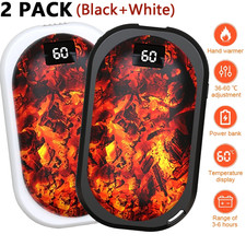 2 Pack 20000mAh Hand Warmers Rechargeable USB Electric Pocket Heater Power Bank