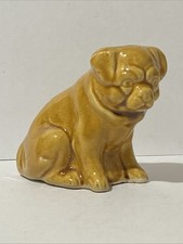 Vintage Chinese Ceramic Pug Dog Ornament In Yellow Glaze 11cms 250gms