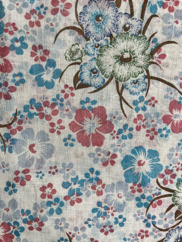 Vintage floral fabric - fabric, 70s