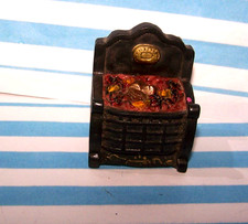 DOLLS HOUSE, FIRE, 12TH, PLASTER, LOGS, LIGHT UP, BLACK, 60's, VINTAGE