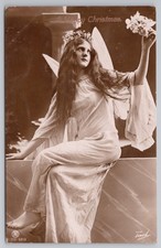 Edwardian Christmas Angel Glamour Postcard Rotary Photo Posted Newport 1907