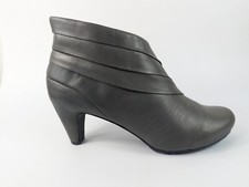 Tsubo Grey Leather High Heel Ankle Boots Uk 7.5 Eu 40