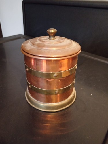 Vintage brass copper tea caddy - vintage,