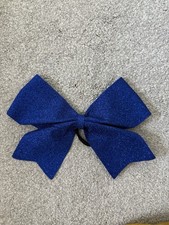 Cheerleading Hair Bow Ribbon Sapphire Blue Glittery