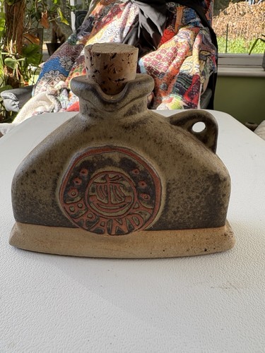 Pottery brandy bottle old - bottle.,