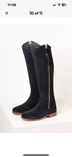 Rydale Allerton Suede Spanish Riding Boots Navy Knee High UK 4 37