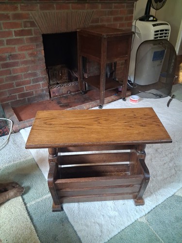 Vintage oak magazine rack side - vintage,