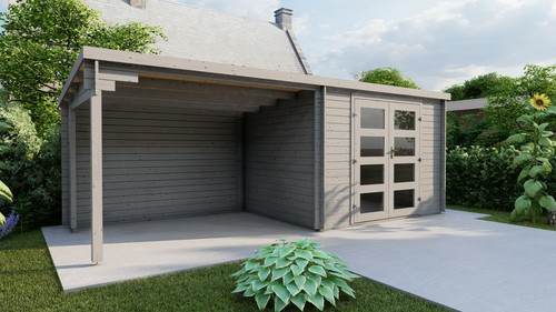 Log cabin with - log,