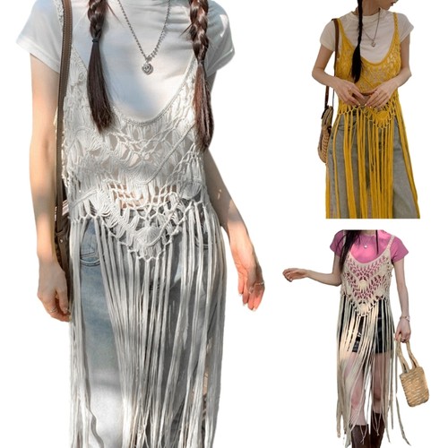 Women crochet long tassels - women,