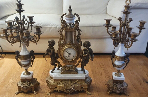 Antique clock candelabra - &,
