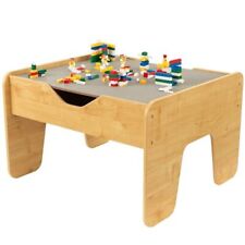 KidKraft Reversible Wooden Activity Table with Board with 195 Building Bricks – 