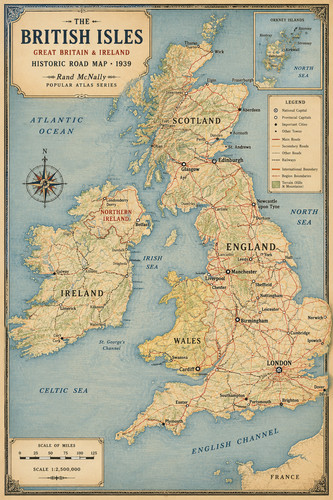 British isles vintage - isles, map