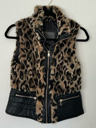 Leopard print faux - fur, vest