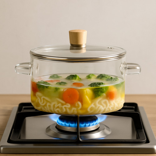 Glass pot for cooking stove - glass,