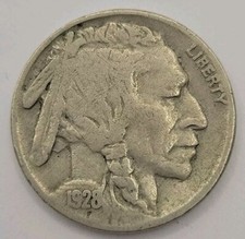 1928 US United States of America Indian Head Buffalo Nickel Five 5 Cents 5c Coin