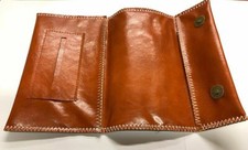 Tan leather tobacco pouch - pu,