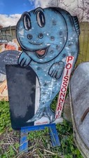 Vintage French Fishmonger sign (poissonnerie) hand painted double sided 