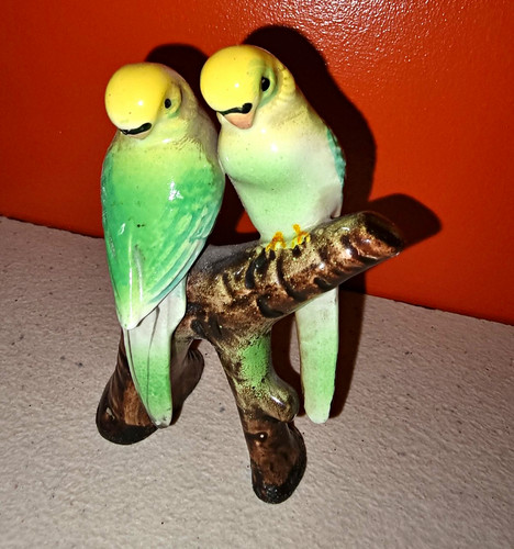 Budgerigar pair ceramic - pair,