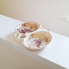 1890s Vintage Ironstone Double Dish Edge Malkin & Co Burslem Trentham Two Part