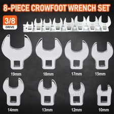 8pc Metric Crows foot Spanner Socket Wrench Set 3/8" Dr Crowfoot Wrench 10-19mm