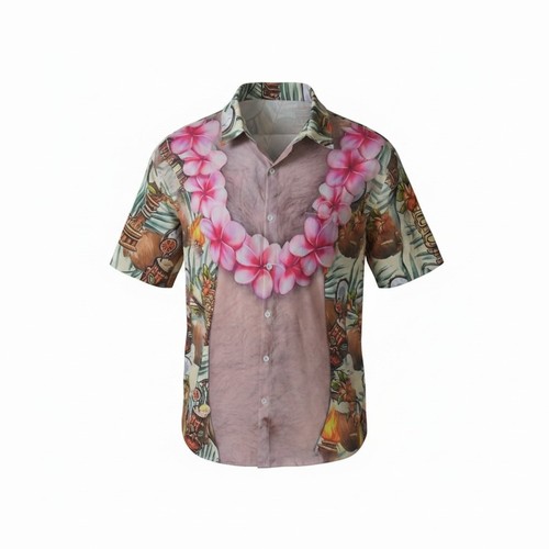 Funny hairy chest - funny, hawaiian