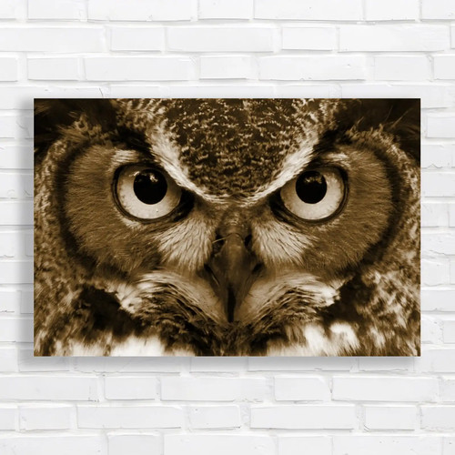Great horned owl sepia canvas - sepia,