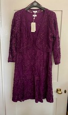 CC gorgeous lace plum dress with matching bolero jacket size 18 BNWT
