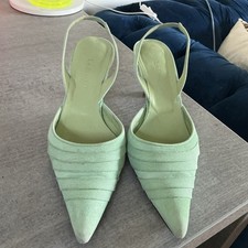 LK Bennett Slingback Shoes Light Green Size 5.5 2.5" Stiletto Heel