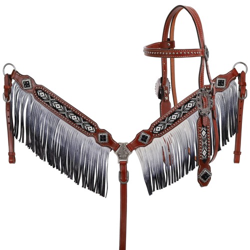 Showman black white - black, beaded