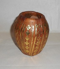 Rustic Leather Bound Terracotta Pottery Pen Pot