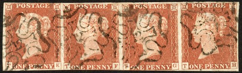 Sg8 1841 red brown - 1d, plate