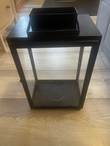Black metal glass large - black,