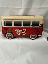 Red Volkswagen VW Camper Van “Good Vibes” Biscuit Tin - Empty