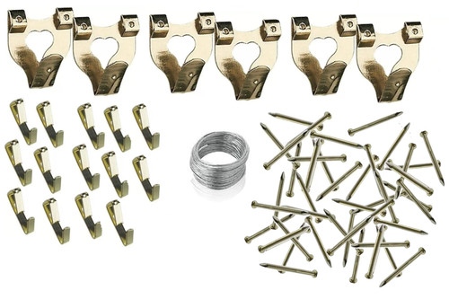 60pc picture hanging kit hooks - kit,