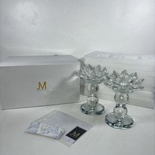 2 JULIEN MacDONALD Crystal Lotus Flower Tealight Holders Beautiful Gift