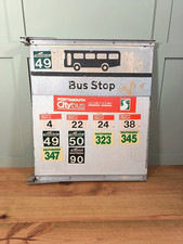 Vintage Portsmouth Metal Bus Stop Sign Large