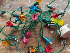 Vintage multicoloured Christmas fairy lights petal flower shades retro 70s 80s