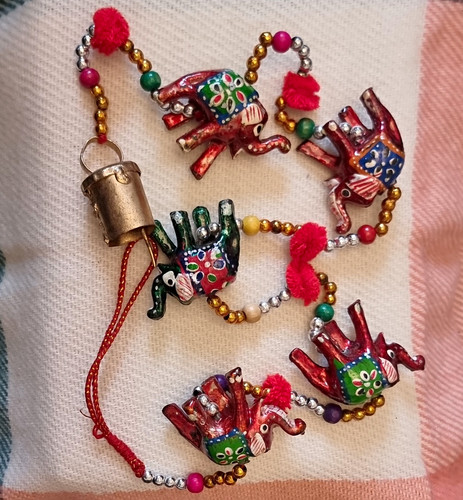 Hand painted elephant beaded - painted,