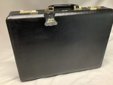 VINTAGE ANTLER BLACK LEATHER HARD BRIEFCASE COMBI LOCK SMART LOVELY VGC 46x34x10