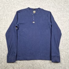 Superdry Shirt Mens Large Blue Heritage Grandad Top Henley  Casual Workwear