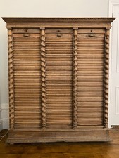 Antique tambourine filing cabinet roll top oak wood book shelf