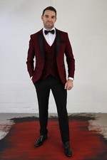 Men's Dark Red Three Piece