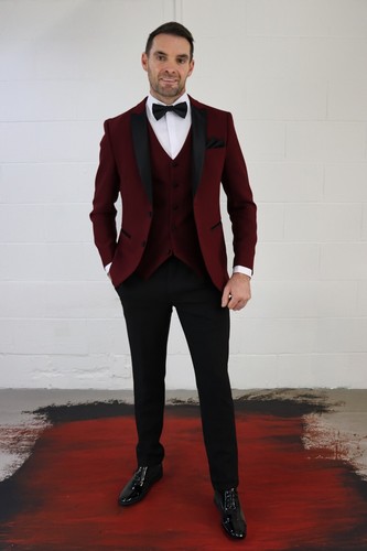 Men dark red three piece - men's,