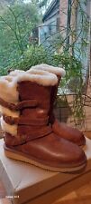 UGG® AUSTRALIA BECKET CHESTNUT LEATHER BIKER BOOTS UK 5.5 EUR 38 USA 7 