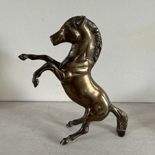 Vintage Solid Brass Ornament Of A  Rearing Horse / Stallion.